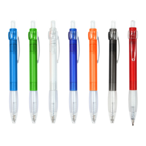 BL-045, Boligrafo retractil con grip y tinta negra, colores: azul, blanco, naranja, rojo, negro y verde