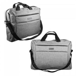 60731, Maletín porta laptop de poliéster 600D con cierres negros y bolsillos frontales. Adaptable para laptop de 15 pulgadas.