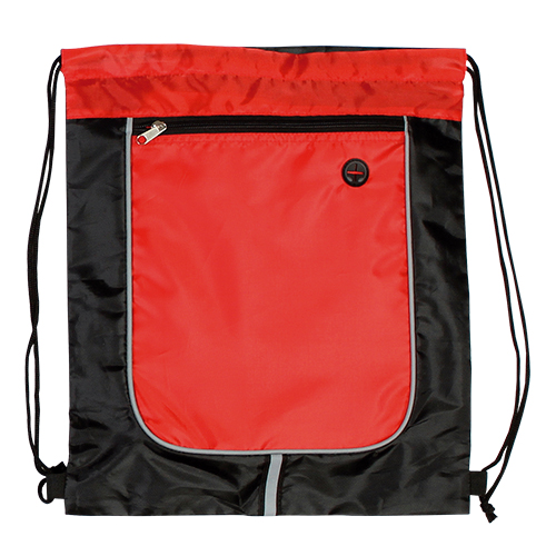 TX-062, Mochila tipo saco fabricado en poliester con jareta, cierre al frente y salida de audifonos, colores: azul, morado, naranja, rojo, rosa y verde