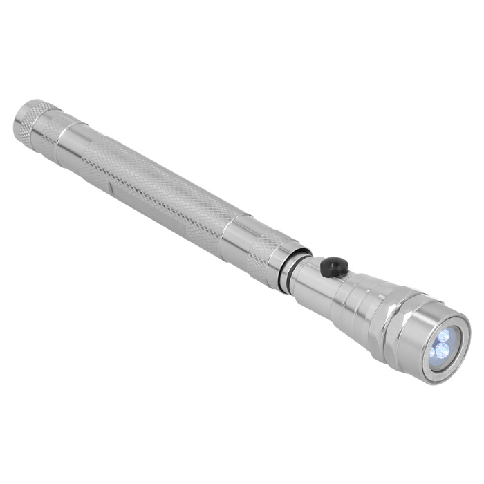 HR-025, Linterna metálica teléscopica con iman, luz LED, cabezal flexible y retráctil hasta 50 cm