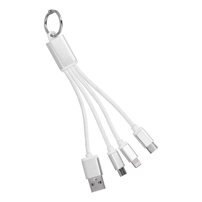 SO-059, Cable multi USB 4 en 1, compatible con android y Iphone, tipo C. Diseño suspensible, portátil y ligero