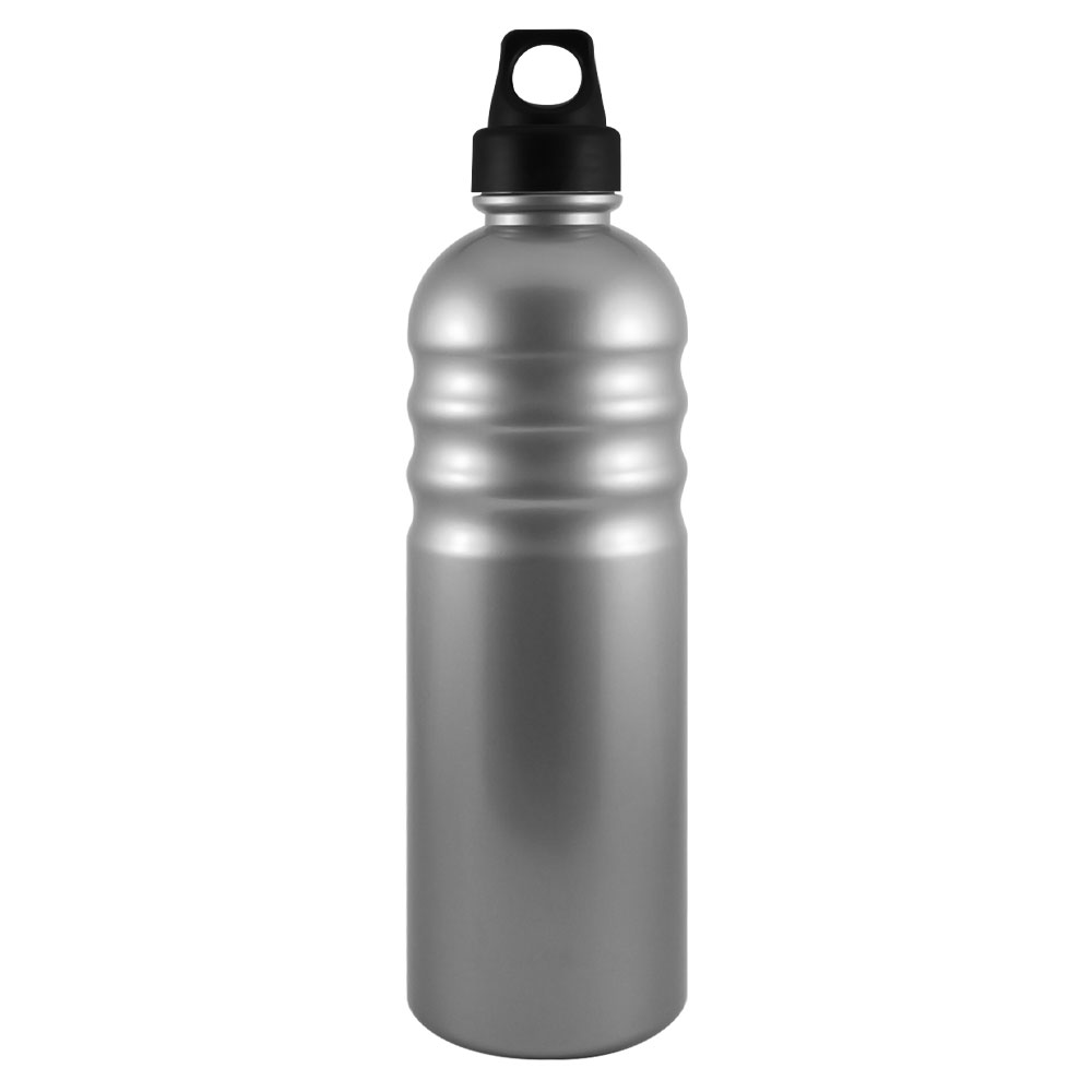 60178, Cilindro de plástico PET con terminado metálico con tapa de rosca anti derrames y capacidad de 1000 ml. Libre de BPA y certificación FDA.